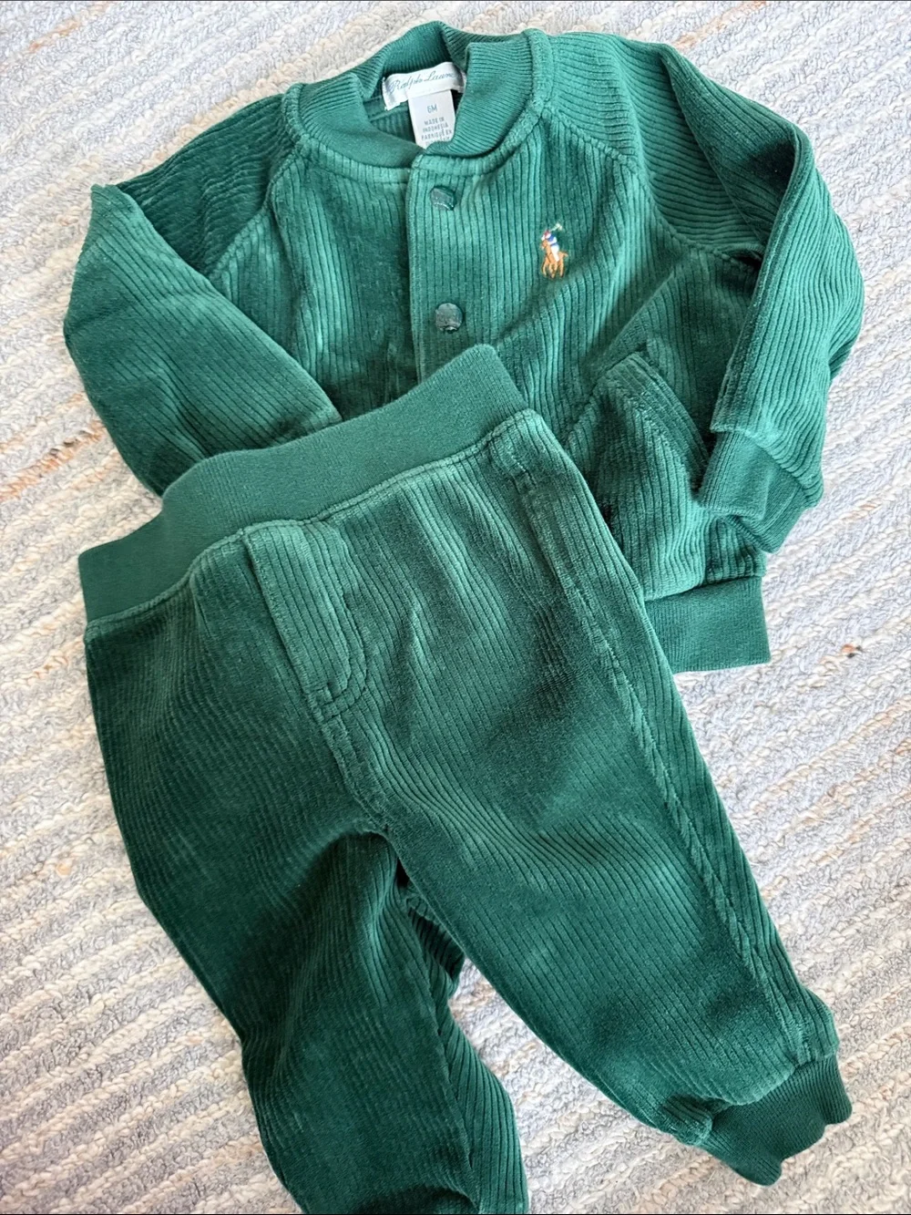 Ralph Lauren Dark Green Corduroy Jogger Set for Kids